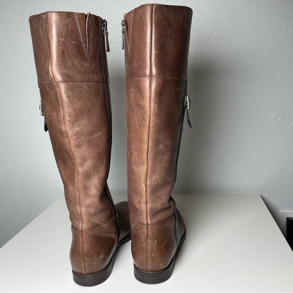 Cole Haan Eldridge Riding Boots – Brown Leather with Black Trim, Size 6.5B - Picture 12 of 14